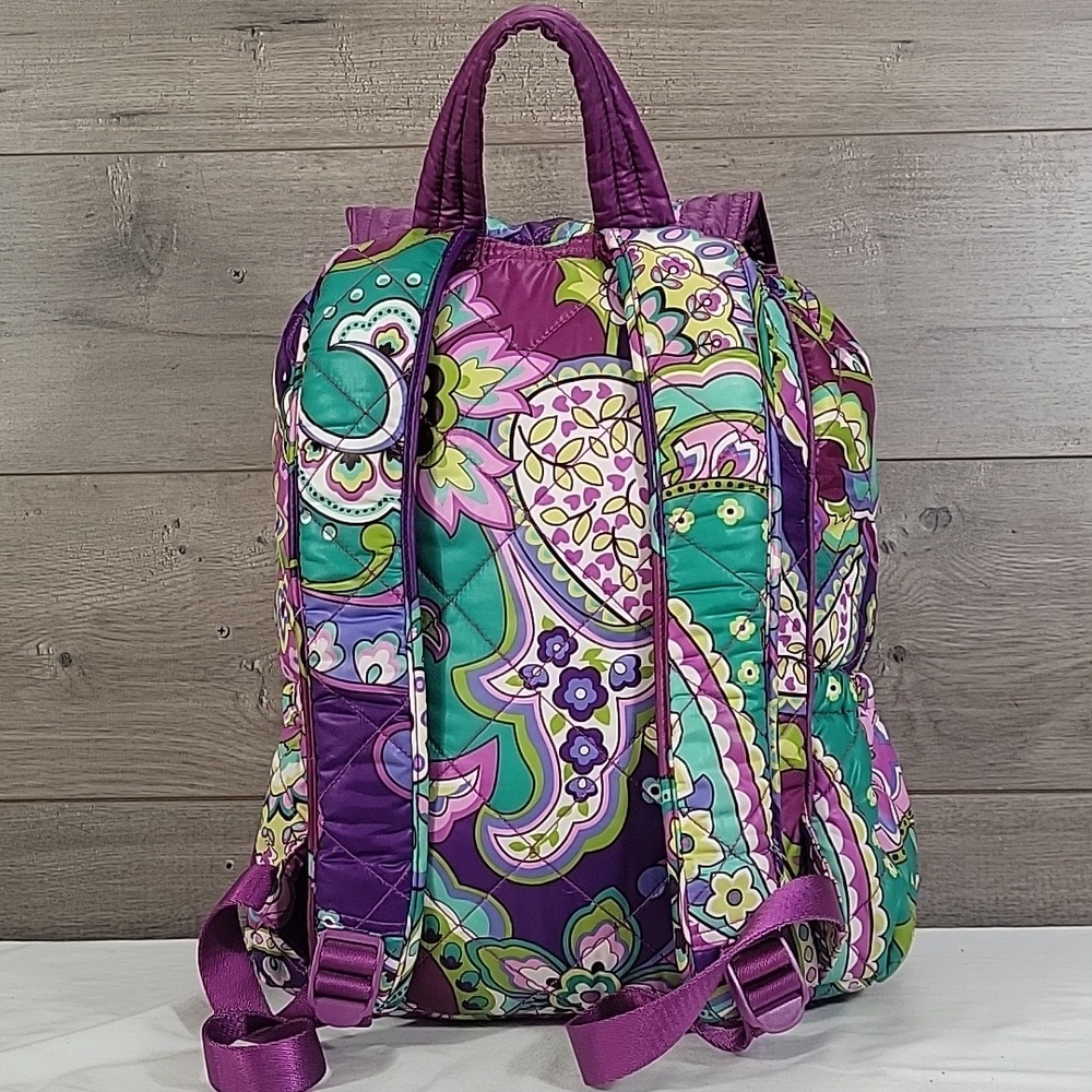 Vera Bradley Heather Purple Paisley Floral Quilted Nylon Backpack - Picture 4 of 12